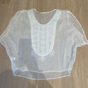 Silk and embroidered cream top